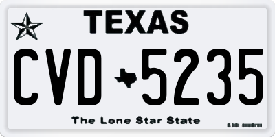 TX license plate CVD5235