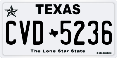 TX license plate CVD5236