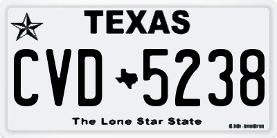 TX license plate CVD5238