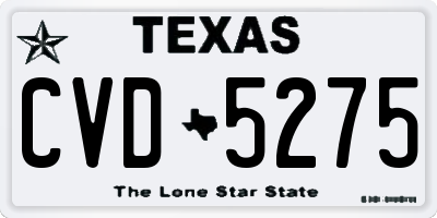 TX license plate CVD5275