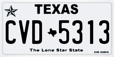 TX license plate CVD5313