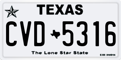 TX license plate CVD5316