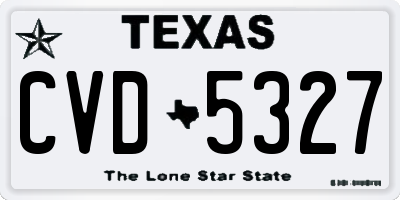 TX license plate CVD5327