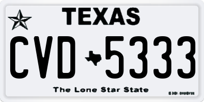 TX license plate CVD5333