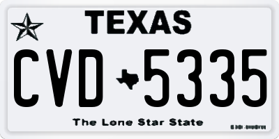 TX license plate CVD5335