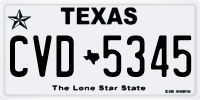 TX license plate CVD5345