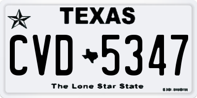 TX license plate CVD5347