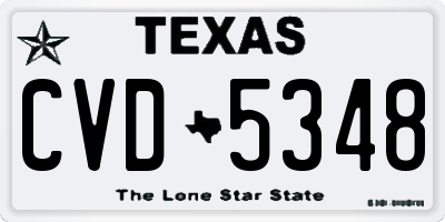TX license plate CVD5348