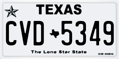 TX license plate CVD5349