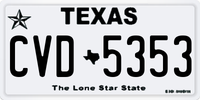 TX license plate CVD5353