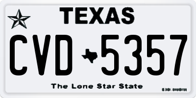 TX license plate CVD5357