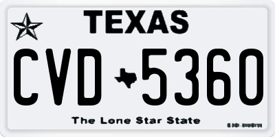 TX license plate CVD5360