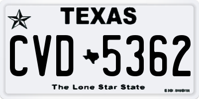 TX license plate CVD5362