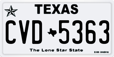 TX license plate CVD5363