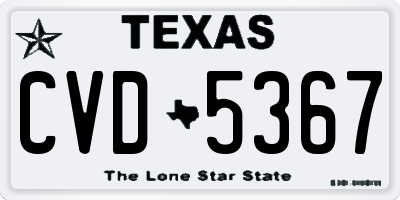 TX license plate CVD5367