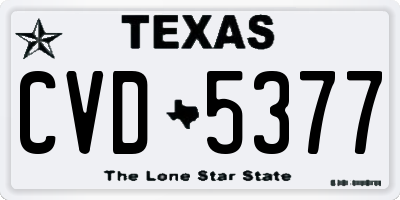 TX license plate CVD5377