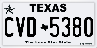 TX license plate CVD5380