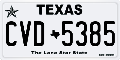 TX license plate CVD5385