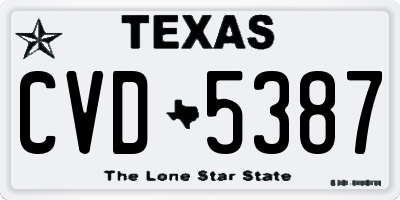TX license plate CVD5387