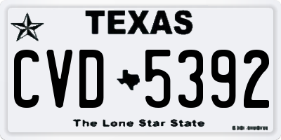 TX license plate CVD5392