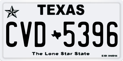 TX license plate CVD5396