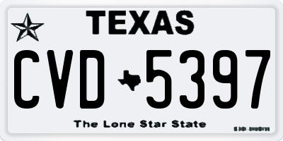 TX license plate CVD5397