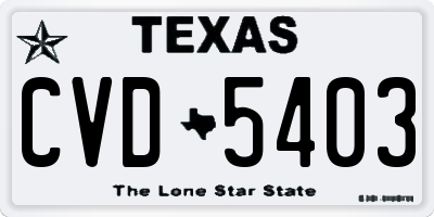 TX license plate CVD5403