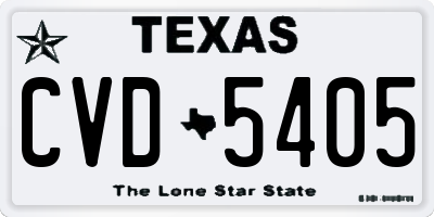TX license plate CVD5405
