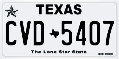 TX license plate CVD5407