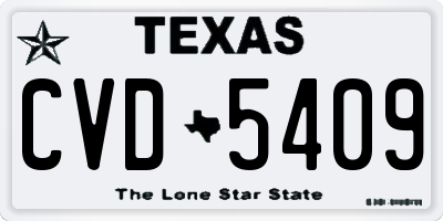TX license plate CVD5409