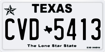 TX license plate CVD5413