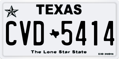 TX license plate CVD5414