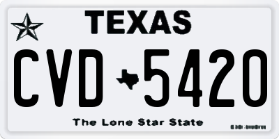 TX license plate CVD5420