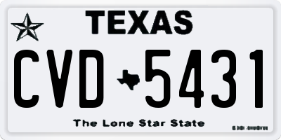 TX license plate CVD5431