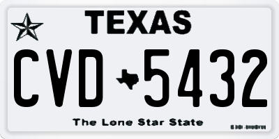 TX license plate CVD5432