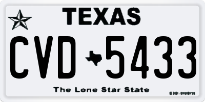 TX license plate CVD5433