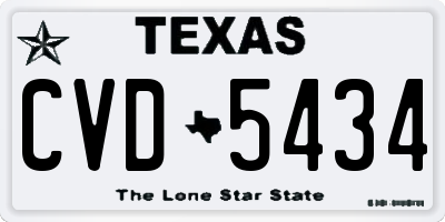 TX license plate CVD5434