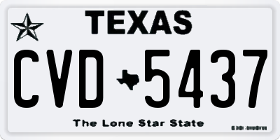 TX license plate CVD5437