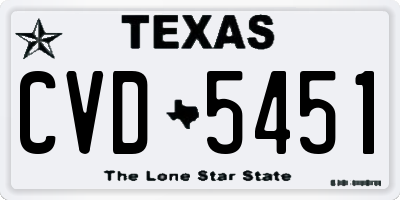 TX license plate CVD5451