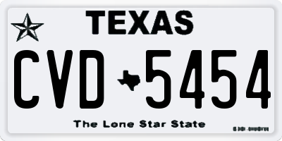 TX license plate CVD5454