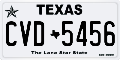 TX license plate CVD5456