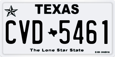 TX license plate CVD5461
