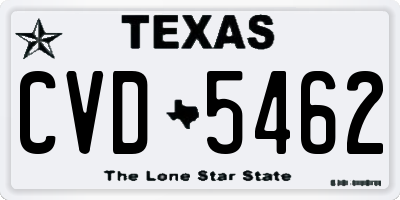 TX license plate CVD5462