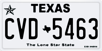 TX license plate CVD5463
