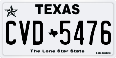 TX license plate CVD5476