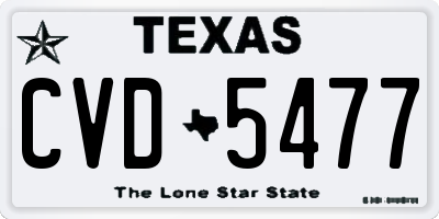 TX license plate CVD5477