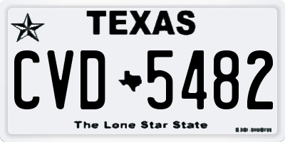 TX license plate CVD5482