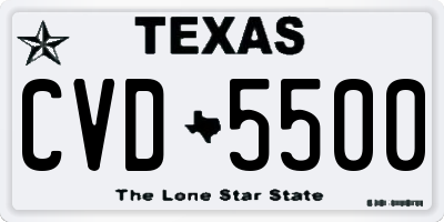 TX license plate CVD5500