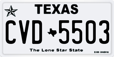 TX license plate CVD5503