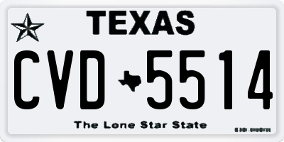 TX license plate CVD5514